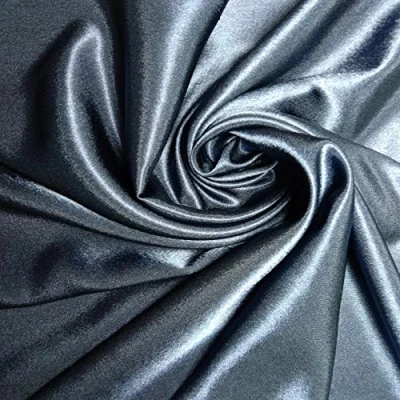 Image of NAVY POLYESTER SILKY SATIN FABRIC **FREE UK POST** LINING MATERIAL DRESSMAKING PLAIN COLOUR PROM DRESS