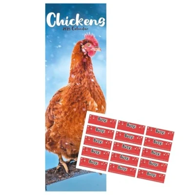 Image of Chickens Calendar 2025 Slimline with FREE Organisational Stickers