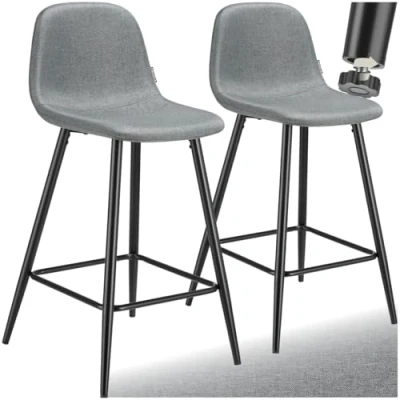 Image of Bar stool Willow with backrest, upholstery and woven cover stool, counter chair, Set of 2