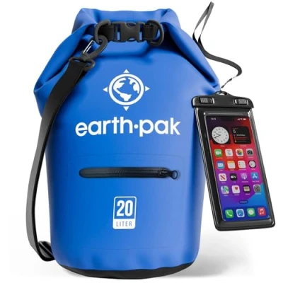 Image of Earth Pak Torrent Series Waterproof Dry Bag Keeps Gear for Kayaking, Boating, Hiking, Camping and Fishing with Phone Case (20L, Blue)