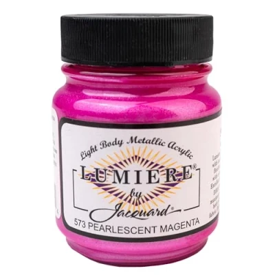 Image of Jacquard Products 2.25 oz Lumiere Metallic Acrylic Paint, Pearlescent Magenta