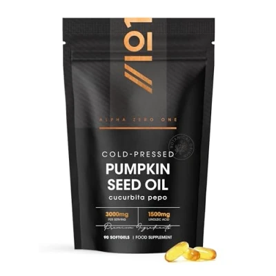 Image of Pumpkin Seed Oil 1000mg 90 Softgels 100% Cold Pressed No Additives (3 Months Supply) by Alpha01