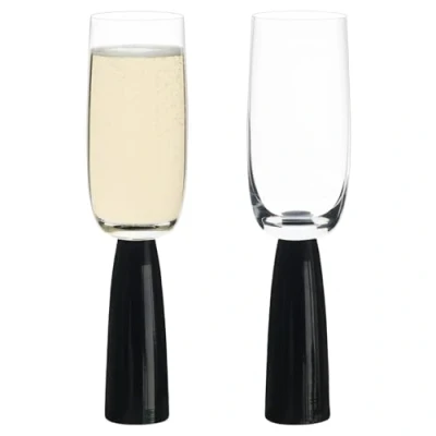 Image of Anton Studios Oslo Set of 2 Champagne Flutes Black