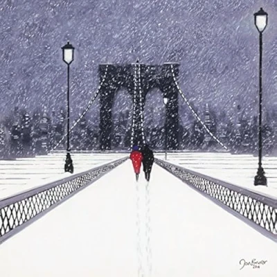 Image of Jon Barker &quot;Nighttime Stroll Across Brooklyn Bridge New York&quot; Canvas Print, Cotton, Multi Colour, 3.20 x 40.00 cm