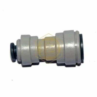 Image of JOHN GUEST REDUCING STRAIGHT CONNECTOR. Push fit Tube O.D. 3/8&quot; to 1/4&quot; Speedfit Part No PI201208S. Inch Size Quick Connect Acetal Fittings for Drinks Dispensers and Pure Water.