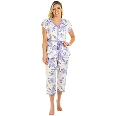Image of Undercover Ladies Roses Jersey Cropped Pyjamas 0205 Lilac 22 24