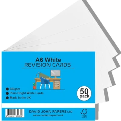 Image of DJP A6 Plain Index Record Revision Cards, Postcard Blank Card Art Crafting Thick Cardstock, 240gsm (50)