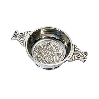 Image of Wentworth Pewter Standard Celtic Circle Quaich Whisky Tasting Bowl Loving Cup Burns Night