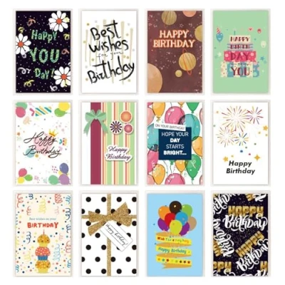 Image of Birthday Cards multipack,birthday cards,kids multipack,pack of cards,12 Pack For Adults or Children. Assorted and Envelopes Multipack