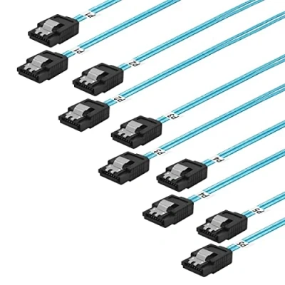 Image of ADCAUDX SATA III Cable:0.5M,5 Pack 6Gbps Cables Thin Cable,Straight SSD Cable,Flexible Cable for SSD, HDD, CD, DVD Drives,Blue (1.6FT)