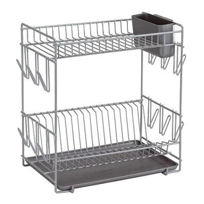 Image of Sauvic Plastic Coated Dish Rack, Grey, Large