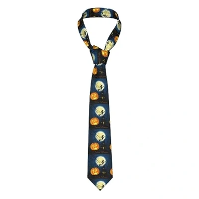 Image of Men&#039;S Tie Pumpkin Halloween Print Woven Casual Necktie Slim Formal For Business Wedding