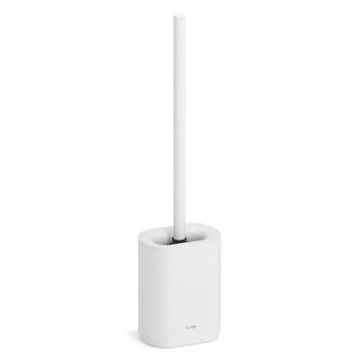 Image of stardis Pure Toilet Brush Matt Silicone Compact Antibacterial Set White