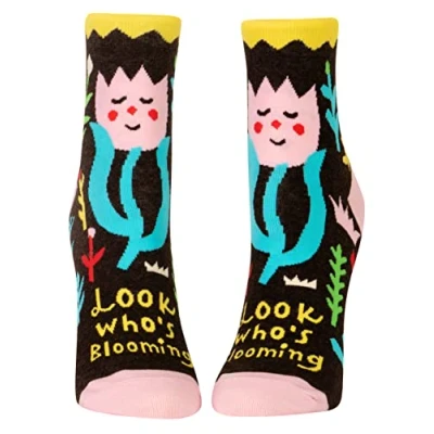Image of Blue Q women&#039;s Novelty Ankle Socks (fit shoe Size 5 10), Look Who&#039;s Blooming, One