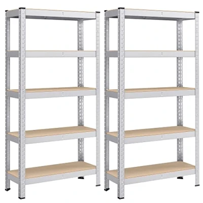 Image of SONGMICS 5 Tier Shelving Unit, Steel Unit for Storage, Boltless Assembly, Garage, Shed, Load Capacity 650 kg, 30 x 75 150 cm, Silver GLR030E01