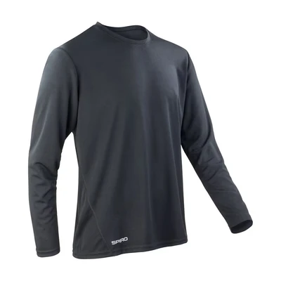 Image of Spiro Men&#039;s Quick Dry Performance Long Sleeve T Shirt, Black, X Large