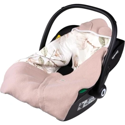 Image of lionelo Travel Swaddle Blanket 90x90 cm for Babies Crafted Car Seats, Strollers &amp; Carrycots, Universal Fit 3 5 Point Harnesses, 100% Cottone Bamboo, Hypoallergenic, TOG 2.5 Washable (Beige)