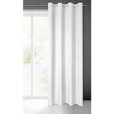 Image of Eurofirany ELIZA Structural Velvet Curtain with Eyelets 1 Pc. Thermal Insulated Curtain, Opaque, Room Darkening, Bedroom, Living Room, 140x250 cm, White