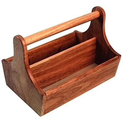 Image of T&amp;G Woodware DL148 Condiment Basket, Acacia Wood