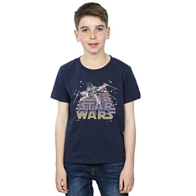 Image of Star Wars Boys X Wing Starfighter T Shirt 5 6 Years Navy Blue