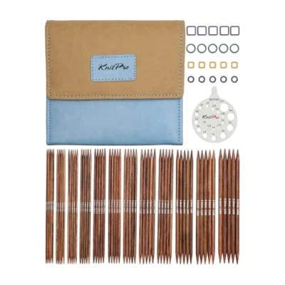 Image of KnitPro Ginger Double Pointed Needle Set 12 x 15cm Ended Knitting Pin Sets of 5 Grande for Beginners, Professionals &amp; Gift