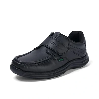 Image of Kickers Boy&#039;s Unisex Kids Reasan Single Strap School Shoes Plant Based Material Derby, Vegan Black, 7 UK Child