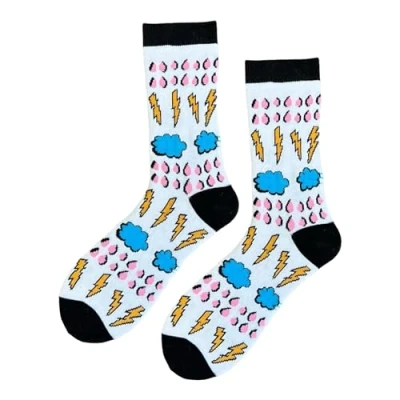Image of Lightning Rain Socks/Novelty Socks/Colourful Socks/Cute Socks/Gift Socks/Unisex Socks/Christmas Gifts