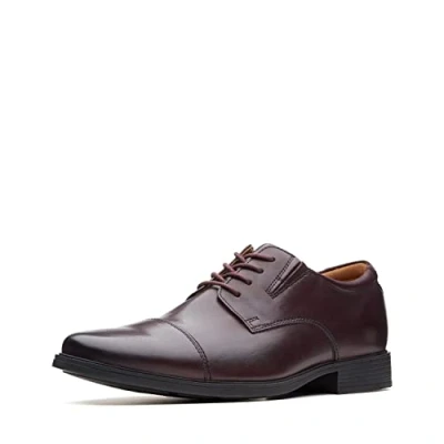 Image of Clarks Men&#039;s Tilden Cap Oxford, Wine Leather, 11 UK