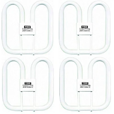 Image of TBE Lighting 28w 2D 4 Pin CFL Energy Saving Lamps DD Fluorescent Bulbs GR10q Base Fittings Long Life Lamp, Soft White 3500K (4 Pack)
