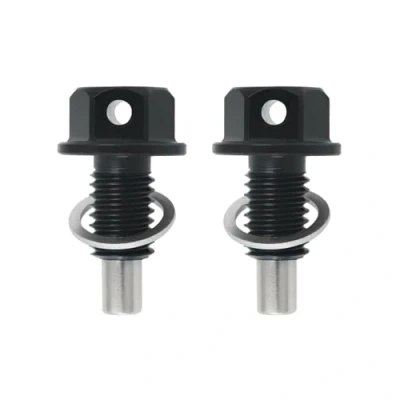 Image of LT Easiyl 2Pcs Oil Drain Plug M10x1.5 Pan Screw Aluminium Alloy Magnetic Compatible with VW Seat Audi (Black)