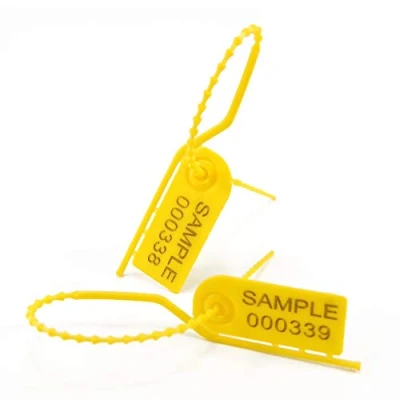 Image of 200 Plastic Anti Tamper Seals Pull Tite Security Tags Numbered Tearing Off Tag for Fire Extinguisher Luggage 210mm(Yellow)