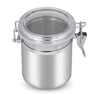 Image of HERCHR Coffee Canister,700ml/24.6oz Bean Storage Airtight Container Vacuum Sealed Stainless Steel Jars for Tea Sugar