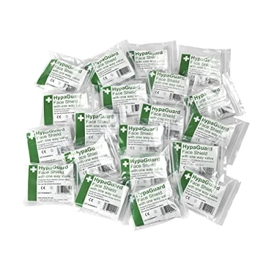 Image of Safety First Aid Group HypaGuard Face Shields for CPR Resuscitation, Pack of 20 One way Valve Masks