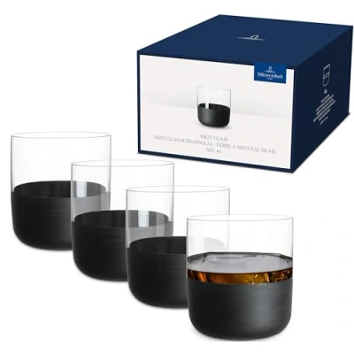 Image of Villeroy &amp; Boch Manufacture Rock Noire Set of 4 Shot Glasses