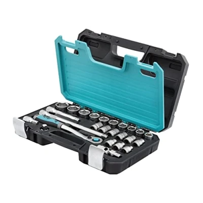 Image of H Brand 25 Piece Socket Spanner Set, 1/2 inch Reversible Ratchet, Chrome Vanadium Steel, 120 Teeth, Extension with Hex Head, Made in Taiwan, AKM018 G