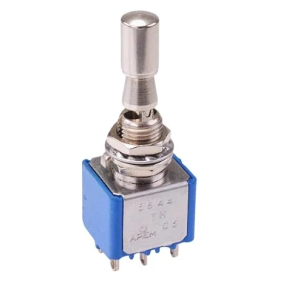 Image of 5644THA3V APEM On Locking 6.35mm Miniature Toggle Switch DPDT 4A 30VDC