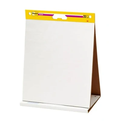 Image of Post it Super Sticky Meeting Charts, Pack of 1 Pad, with 20 Sheets ,584 mm x 508 mm, White Color For Brainstorming Anywhere and Keeping all Ideas Visible