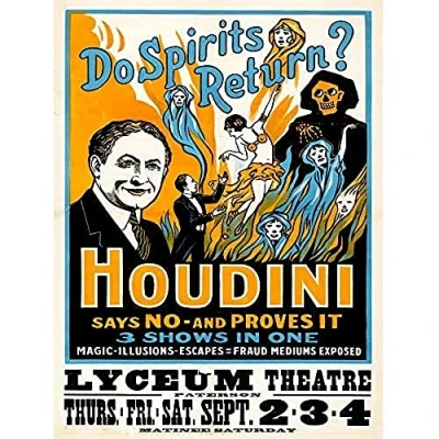 Image of Wee Blue Coo Vintage Advert Theatre Spirits Houdini Art Large Print Poster Wall Decor 18x24 inch