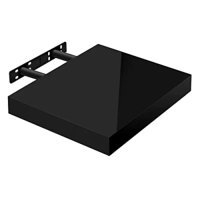 Image of WOLTU Volato RG9489sz Wall Shelf Floating High Gloss Black CD DVD Bookshelf Wooden Board 30 x 22.9 3.8 cm