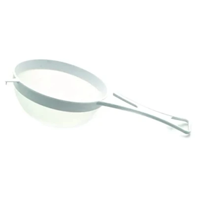 Image of Sapphire&#039;s Choice Plastic Strainer, Multi Purpose Fine Nylon mesh Sieve, Strainer for Baking, Non Corrosive Tea Colander (White) (15cm)