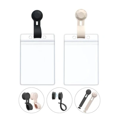 Image of Magnetic ID Name Badge Holder for Shirt, Suitable Offices, Doctors, Nurses, Teachers, and Students, Innovative Suction Design to Keep Clothes Traceless (Black &amp; Beige)
