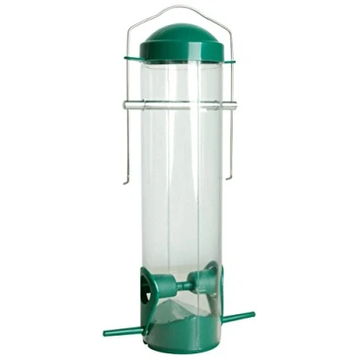 Image of dobar® Small Hanging Bird Feeder with Landing Poles, Wild Made of Plastic for the Garden/Patio/Balcony, Diameter 7 x 25 cm, Green