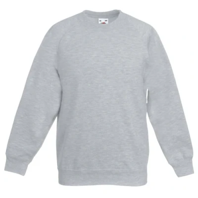 Image of Fruit of the Loom Unisex Kids Raglan Classic Sweater, Heather Grey, 12 13 Years (Manufacturer Size:34)