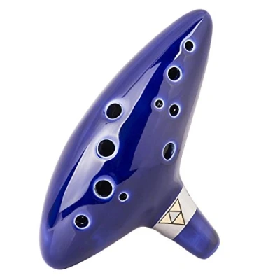 Image of TOTMC Legend of Zelda Ocarina Time Triforce Link 12 Hole Alto C Mediant Tone Cosplay Ceramic Replica + Textbook