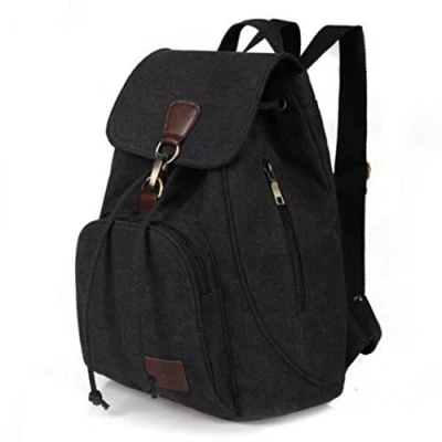 Image of Vintage Women Canvas Travel Satchel Shoulder Bag Backpack Student Retro Rucksack New (Black)