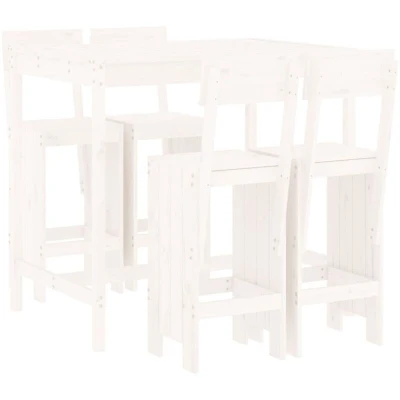 Image of vidaXL 5 Piece Bar Set White Solid Wood Pine