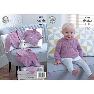Image of King Cole 4966 Knitting Pattern Baby Cardigans Sweater and Hat in Comfort DK