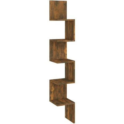 Image of vidaXL Wall Corner Shelf Smoked Oak 20x20x127.5 cm Engineered Wood
