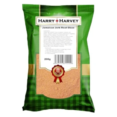 Image of Harry Harvey Jamaican Jerk Seasoning 200g Glaze, Rub, Marinade for Chicken, Beef, Pork, Lamb, Fish, Prawns, Butchers, Takeaway Style Flavours and spice Caribbean BBQ