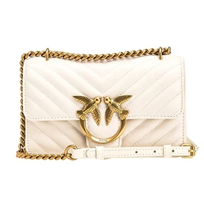 Image of Pinko LOVE One MINI DC Sheep Nappa Chevron Across body bag, Women&#039;s, Size: Size, White